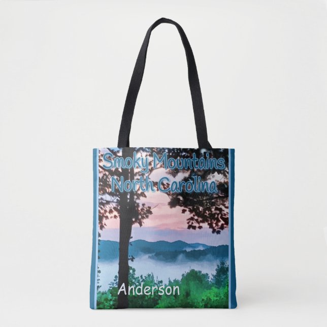 Smoky Mountains, NC Majestic View and Sunset Tote  Bag (Front)