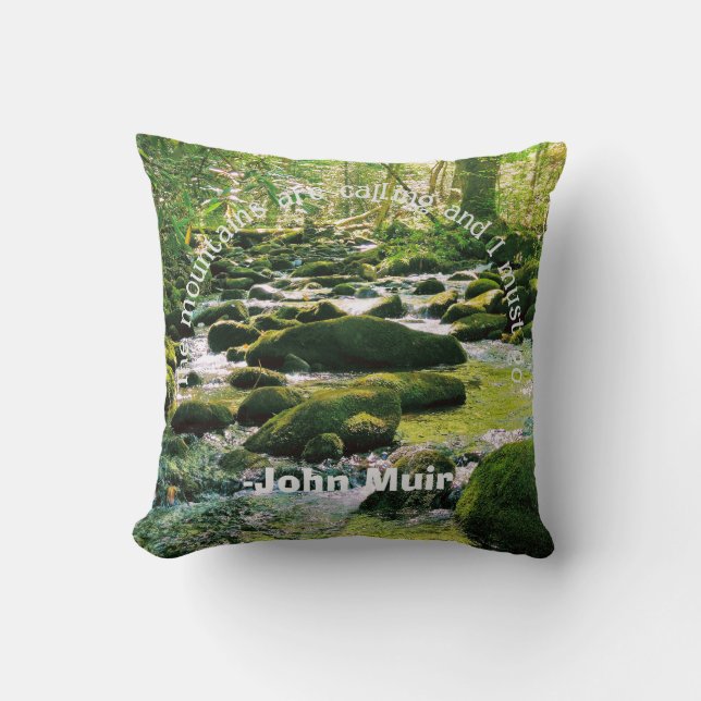 Smoky Mountains Stream - John Muir Quote Cushion (Front)