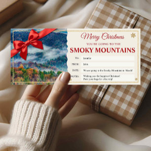 Smoky Mountains Trip Christmas Reveal Ticket Card