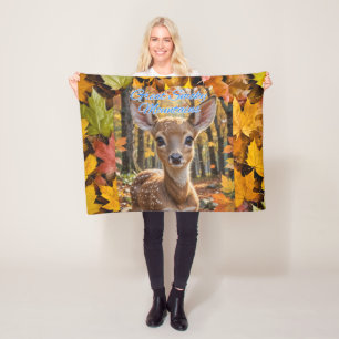 Smoky Mountains Woodland Fawn  Fleece Blanket