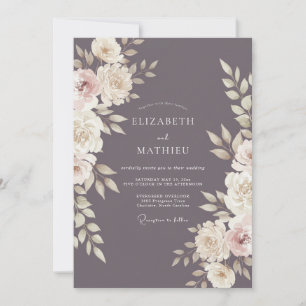 Smoky Purple Elegant Winter Wedding Invitation
