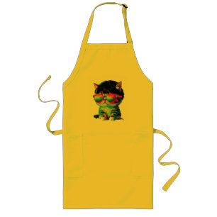 Smol Cute Funny Cat (Painting No. 1) Long Apron