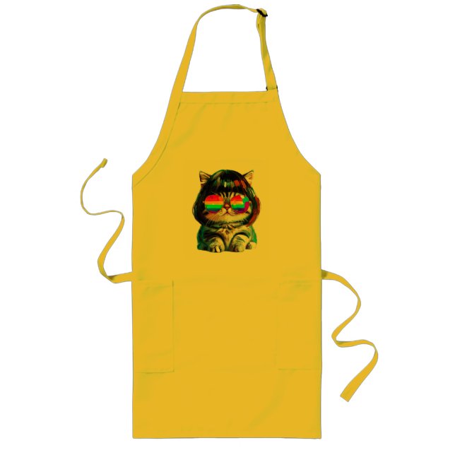 Smol Cute Funny Cat (Painting No. 4) Long Apron (Front)