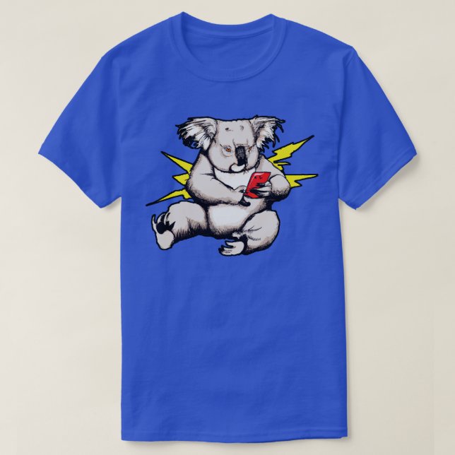 Smombie Coala Bored Coala With Mobile Phone T-Shirt (Design Front)