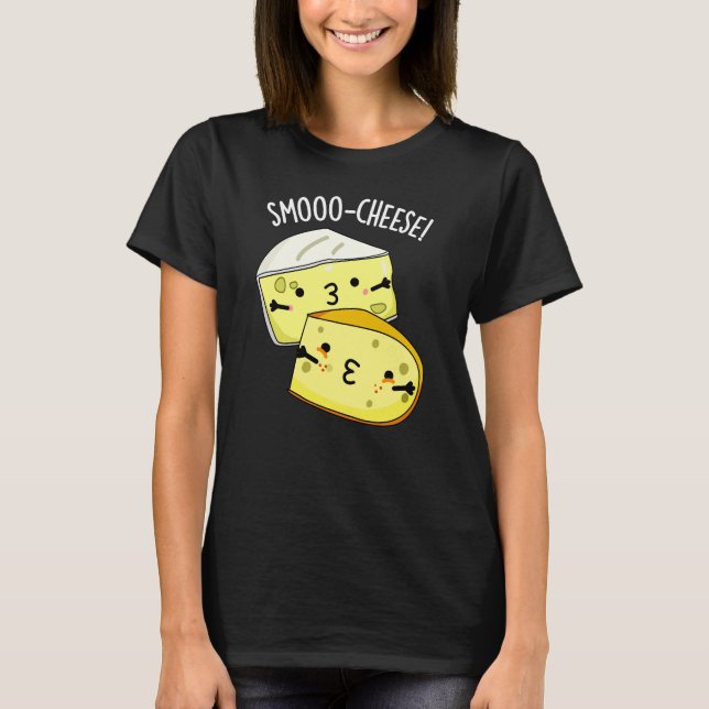 Smoo-cheese Funny Cheese Pun Dark BG T-Shirt (Front)