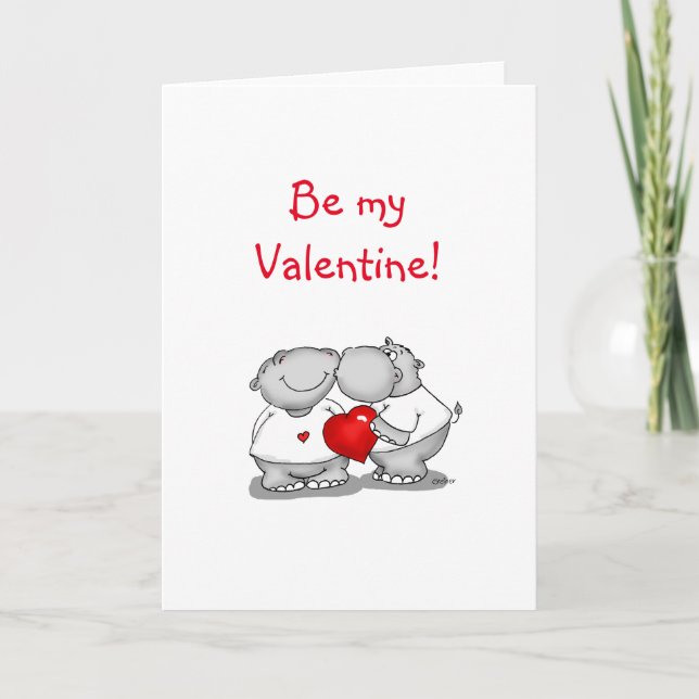 Smooch - Hippo Kiss Valentine's Day Holiday Card (Front)