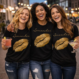 Smooches Black and Gold Lipstick T-Shirt