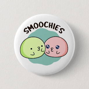 Smoochies Funny Kissing Mochi Pun  6 Cm Round Badge