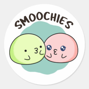 Smoochies Funny Kissing Mochi Pun  Classic Round Sticker