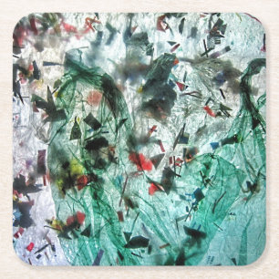 Smooth abstract paper coaster.Happiness abstract Square Paper Coaster