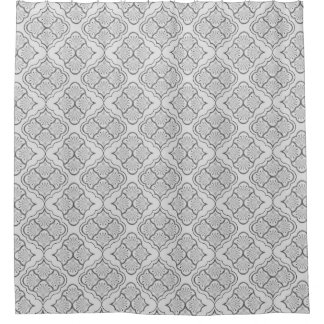 Smooth Arabesque - Greyscale Geometric Pattern Shower Curtain