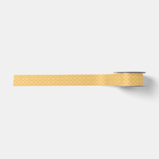 Smooth Arabesque - Honey Neutral Geometric Pattern Satin Ribbon (Front)