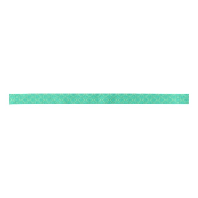 Smooth Arabesque - Seafoam Geometric Pattern Satin Ribbon (Front)