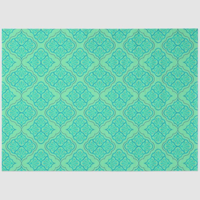 Smooth Arabesque - Seafoam Geometric Pattern Tissue Paper (Front)
