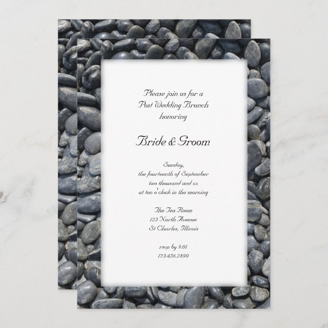 Smooth Black Pebbles Post Wedding Brunch Invitation (Front/Back)