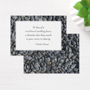 Smooth Black Pebbles Wedding Charity Favour Card