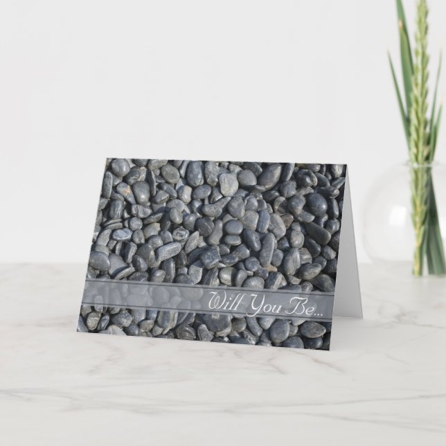 Smooth Black Pebbles Will You Be My Groomsman Invitation (Front)