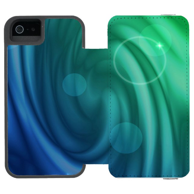 Smooth Blue And Green Colour Mix  Vortex Incipio iPhone Wallet Case (Folio Open)