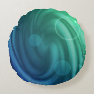Smooth Blue And Green Colour Mix  Vortex Round Cushion