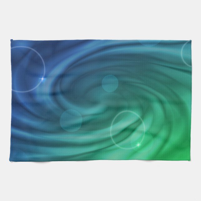 Smooth Blue And Green Colour Mix  Vortex Tea Towel (Horizontal)