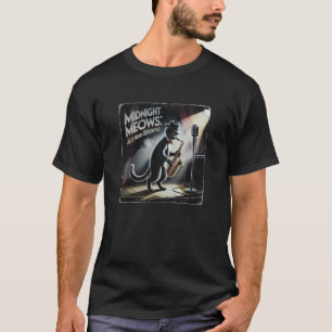 Smooth Cat with Saxophone in Jazz Club Spotlight T-Shirt
