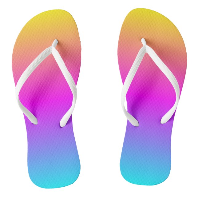 Smooth Cheerful Gradient Colours Yellow Pink Blue Jandals (Footbed)