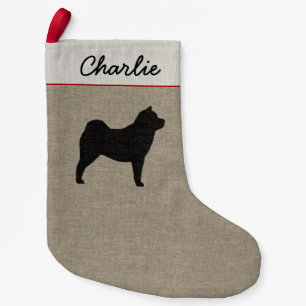 Smooth Chow Chow Dog Silhouette Personalised Xmas Small Christmas Stocking
