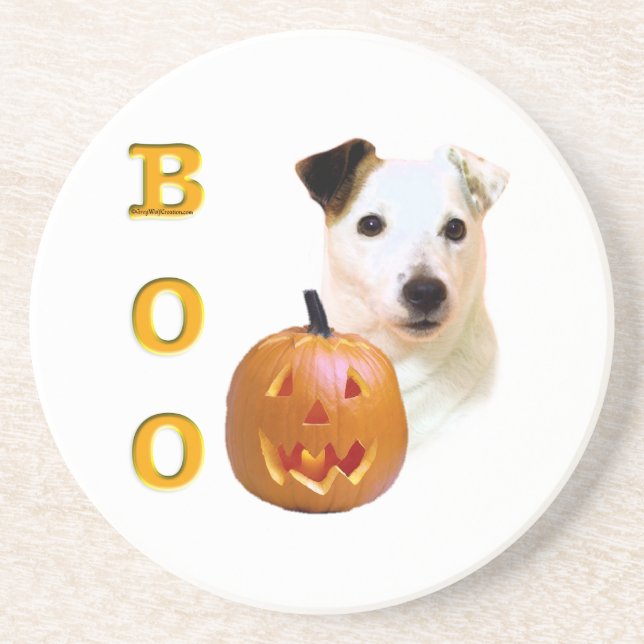Smooth Coat Parson Russell Terrier Halloween BOO Coaster (Front)