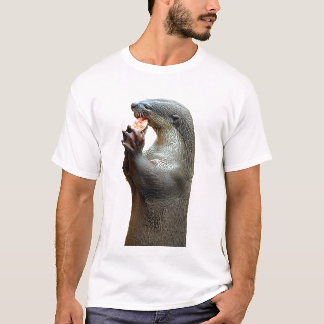 Smooth Coated Otter Eating Fish T-Shirt (Front)