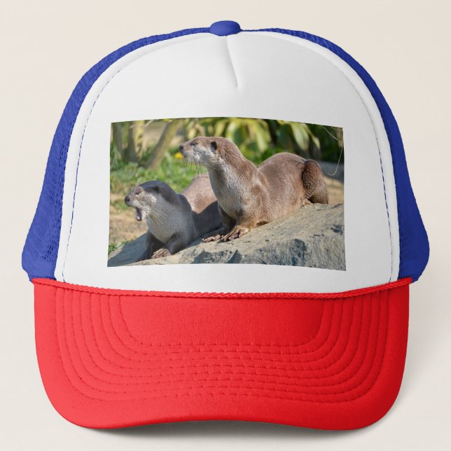 Smooth-coated otters lying trucker hat (Front)