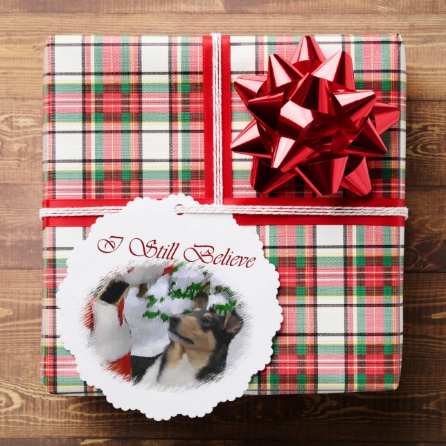 Smooth Collie Christmas Gifts Tree Decoration Card (Insitu (Gift))