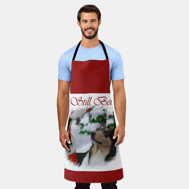 Smooth Collie Meets Santa Christmas Apron (Worn)