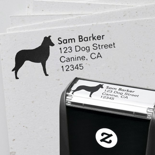 Smooth Collie Silhouette Return Address Self-inking Stamp (Creator Uploaded)