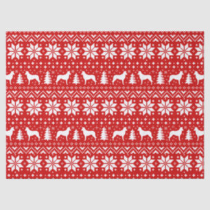 Smooth Collie Silhouettes Christmas Pattern Red Tissue Paper