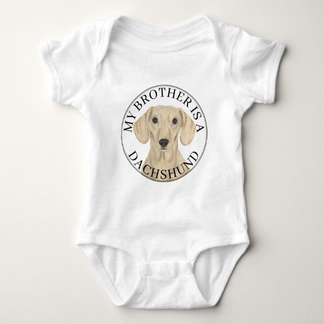Smooth Cream Dachshund Dog Big Brother Baby Bodysuit (Front)