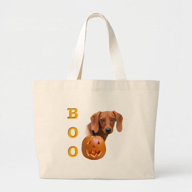 Smooth Dachshund Boo Large Tote Bag (Front)