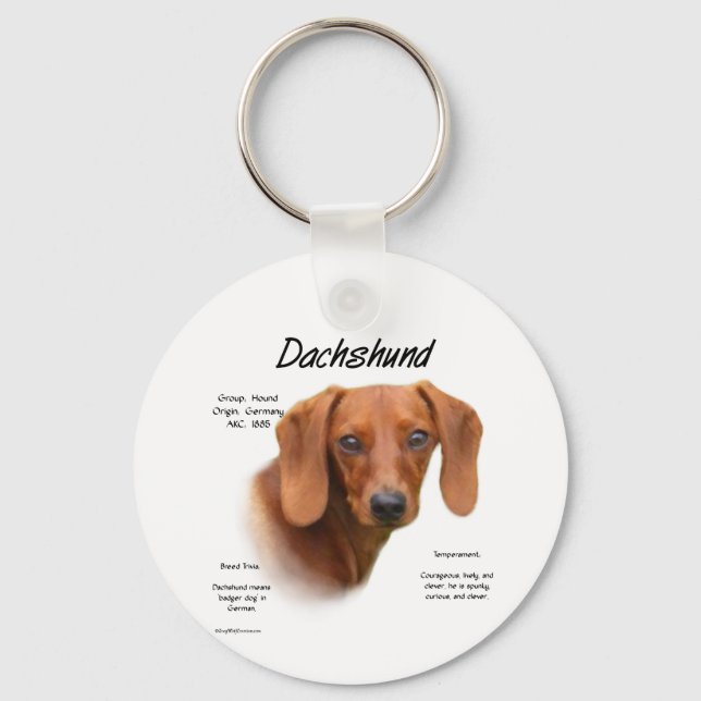 Smooth Dachshund History  Key Ring (Front)