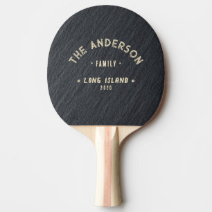 Smooth Dark Granite Vintage Seaside Family Name Ping Pong Paddle
