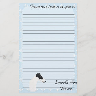 Smooth Fox Terrier - Blue w/White Diamond Design Stationery