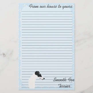 Smooth Fox Terrier - Blue w/White Diamond Design Stationery