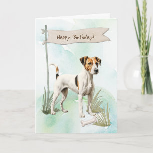 Smooth Fox Terrier Breed Dog Under Birthday Sign Card