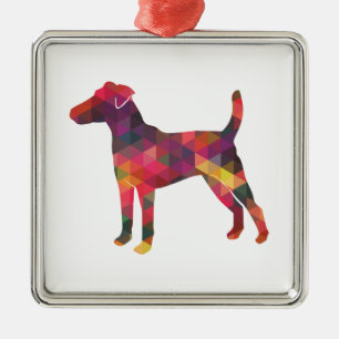 Smooth Fox Terrier Dog Breed Geo Silhouette Multi Metal Tree Decoration