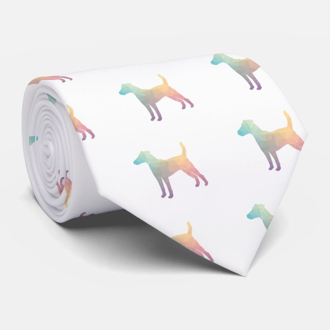Smooth Fox Terrier Dog Breed Geo Silhouette Pastel Tie (Rolled)