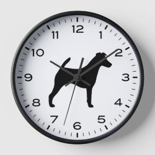 Smooth Fox Terrier Dog Breed Silhouette Clock
