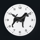 Smooth Fox Terrier Dog Breed Silhouette Round Clock<br><div class="desc">A cool Smooth Fox Terrier silhouette wall clock for home or office. Makes an original gift. Check out Jenn’s Doodle World for even more cute animals decorative clocks and home decor.</div>