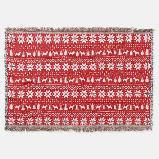 Smooth Fox Terrier Dog Silhouettes Christmas Cute Throw Blanket (Front)