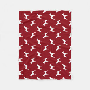 Smooth Fox Terrier Dog Silhouettes Pattern Fleece Blanket