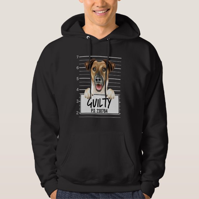 Smooth Fox Terrier Mugshot Guilty Dog Hoodie (Front)