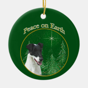 Smooth Fox Terrier Peace Ceramic Tree Decoration