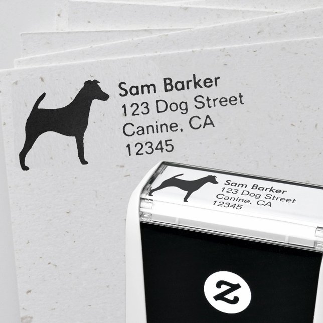 Smooth Fox Terrier Silhouette Return Address Self-inking Stamp (Creator Uploaded)